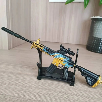 20CM Alloy Mini M416 AUG Rifle Model Pistol PUBG Jedi Toy Gun Fidget Toy Desktop Ornament for Boy Adults Birthday Gift