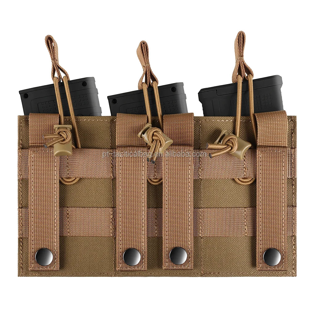 AQzxdc Tactical Triple Magazine Pouch Laser Cutting Hunting Bag Nylon Molle Mag for 5.56mm 9mm for Airsoft Paintball War Game