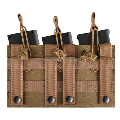 AQzxdc Tactical Triple Magazine Pouch Laser Cutting Hunting Bag Nylon Molle Mag for 5.56mm 9mm for Airsoft Paintball War Game