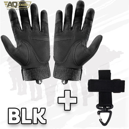Airsoft Full Finger Gloves with Glove Buckle & Knuckle Protection Tactical Assault Training Gloves for Riding, Hunting, Cycling