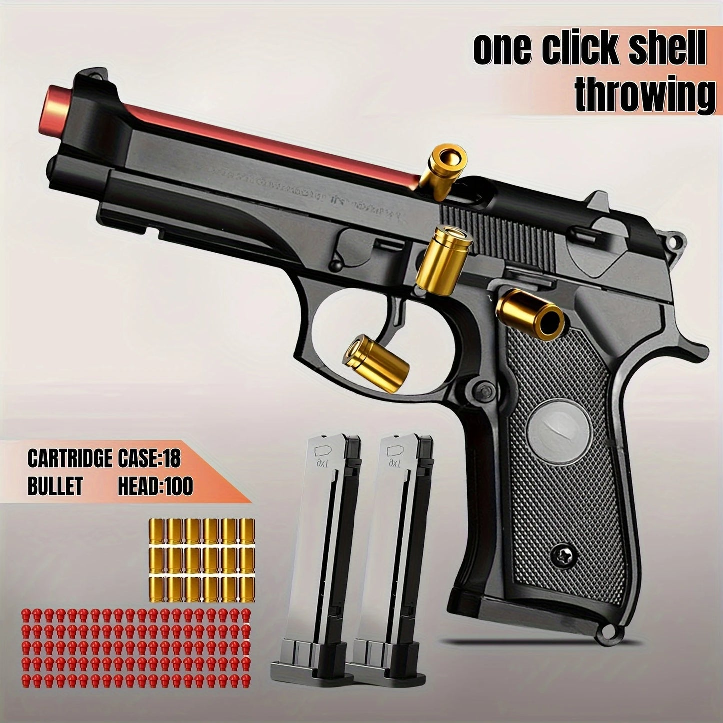 Shell Ejecting Toy Gun Mechanical M9a3 Continuous Fire Pistol Decompression Toy Empty Hanging Soft Bullet Toy Gun Gift