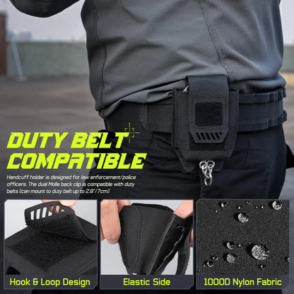 Law Enforcement Gear Handcuff Holder, Molle Handcuff Pouch for Duty Belt, Police Vest, Handcuff Case Fit Hinged/Folding Handcuff